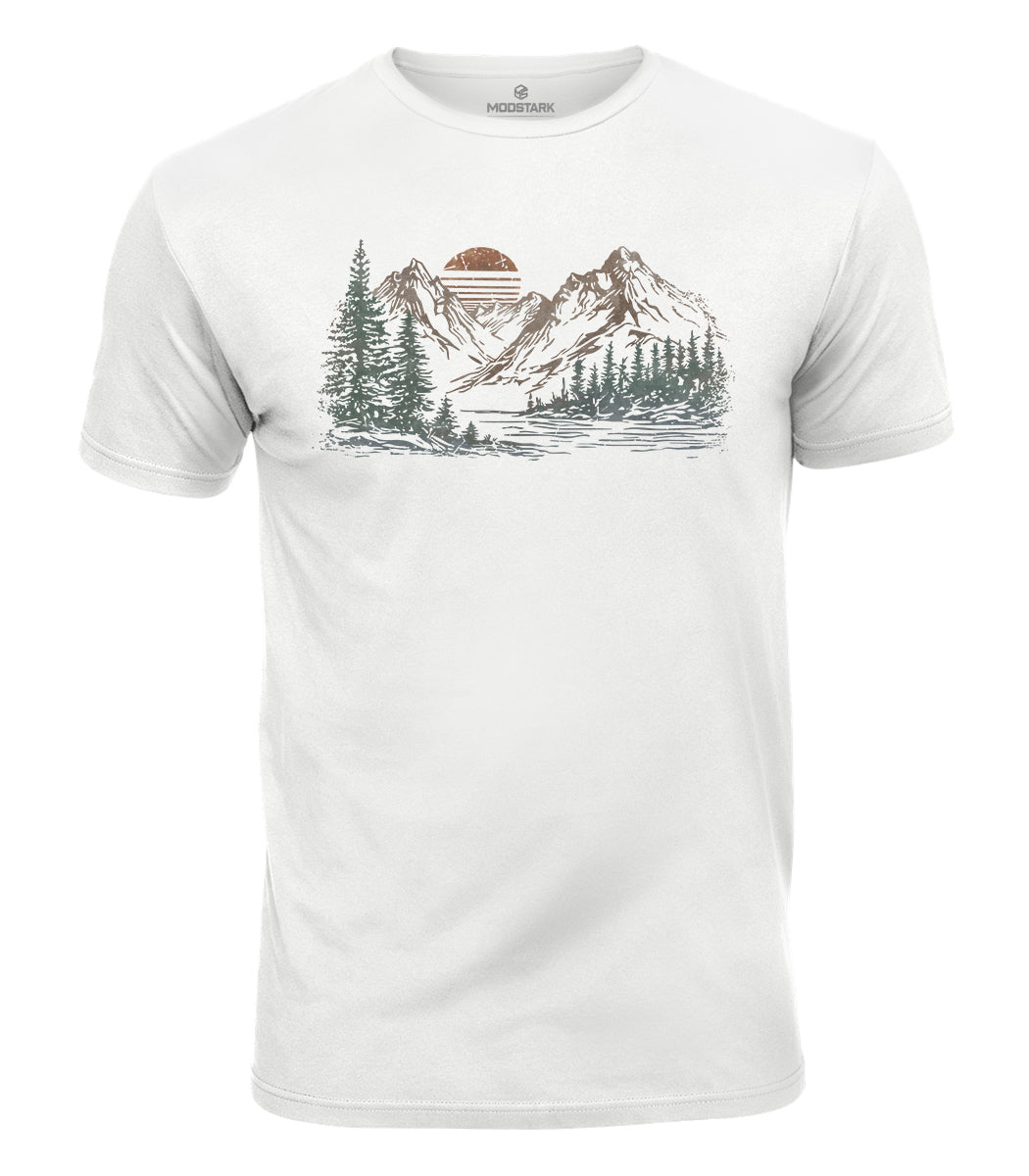 Mountain Lake Sunset Cotton T-Shirt