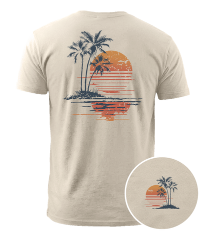 Retro Palm Sunset Cotton T-Shirt