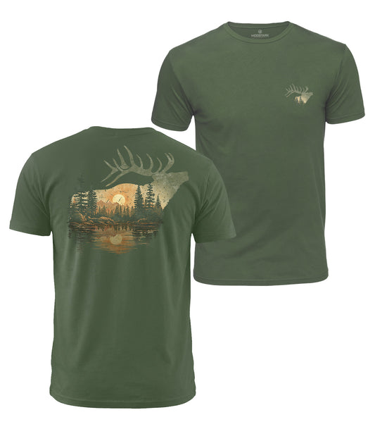 Elk Forest Sunset Cotton T-Shirt