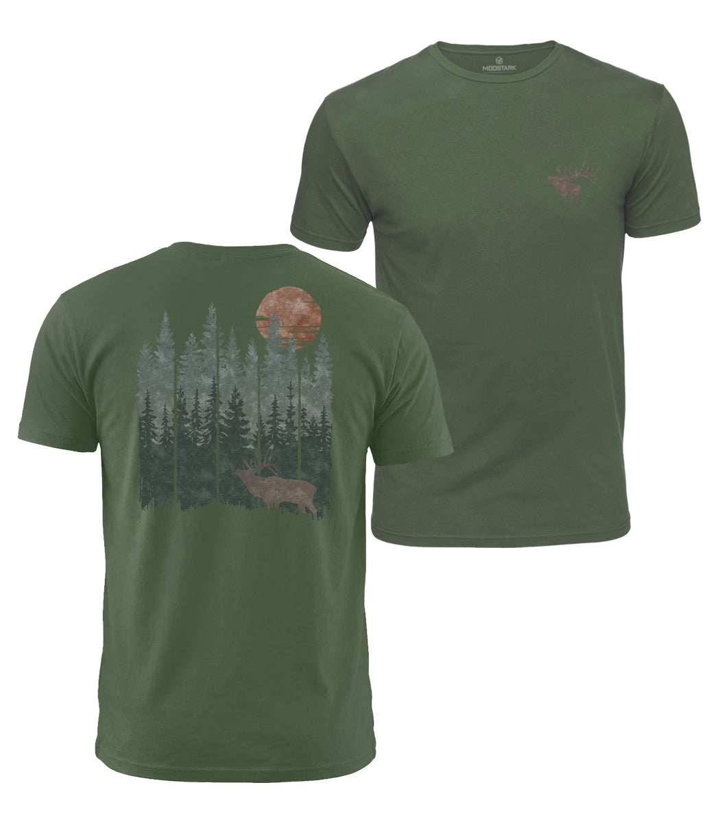 Wilderness Elk Forest Cotton T-Shirt