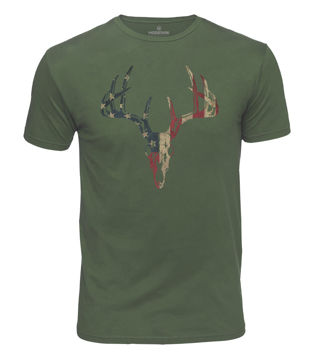 USA Deer Skull Cotton T-Shirt