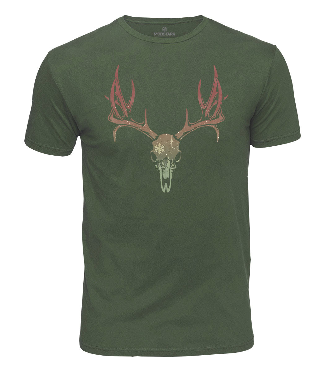 Christmas Deer Skull Cotton T-Shirt