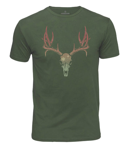 Christmas Deer Skull Cotton T-Shirt