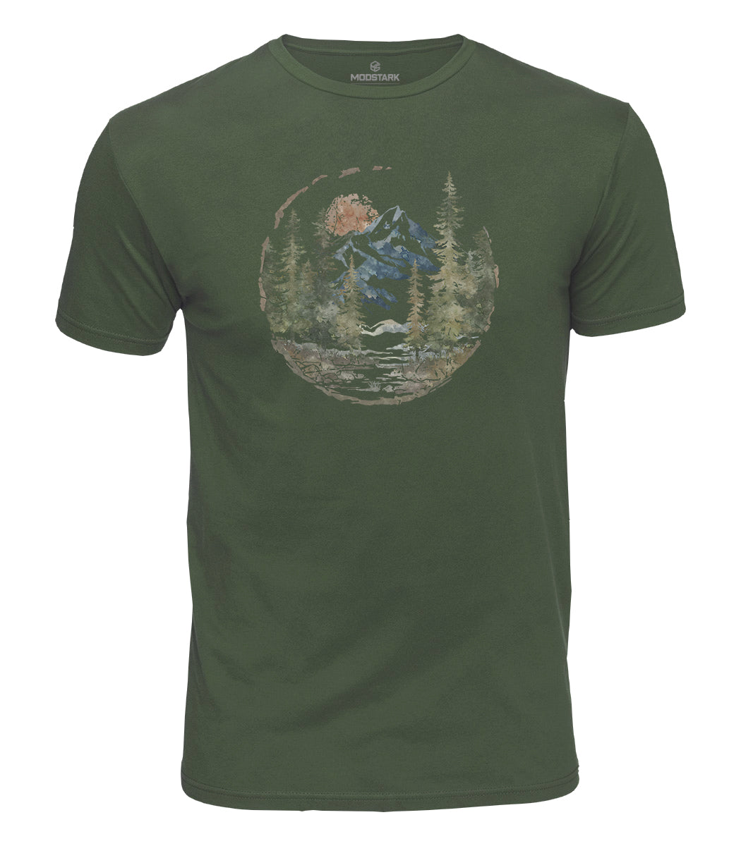 Mountain Forest Landscape Cotton T-Shirt