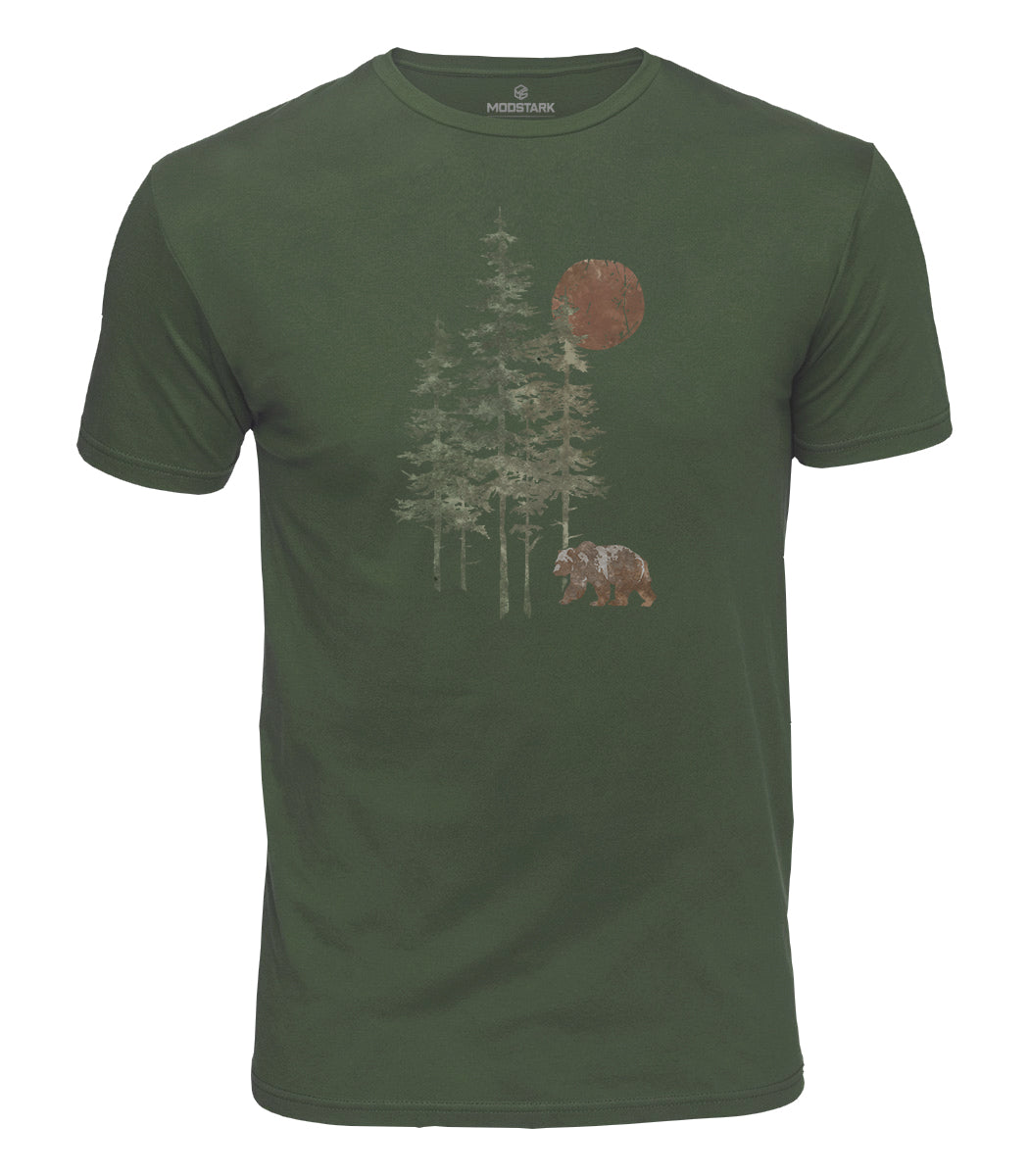 Sunset Bear Forest Cotton T-Shirt