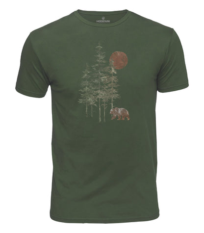 Sunset Bear Forest Cotton T-Shirt