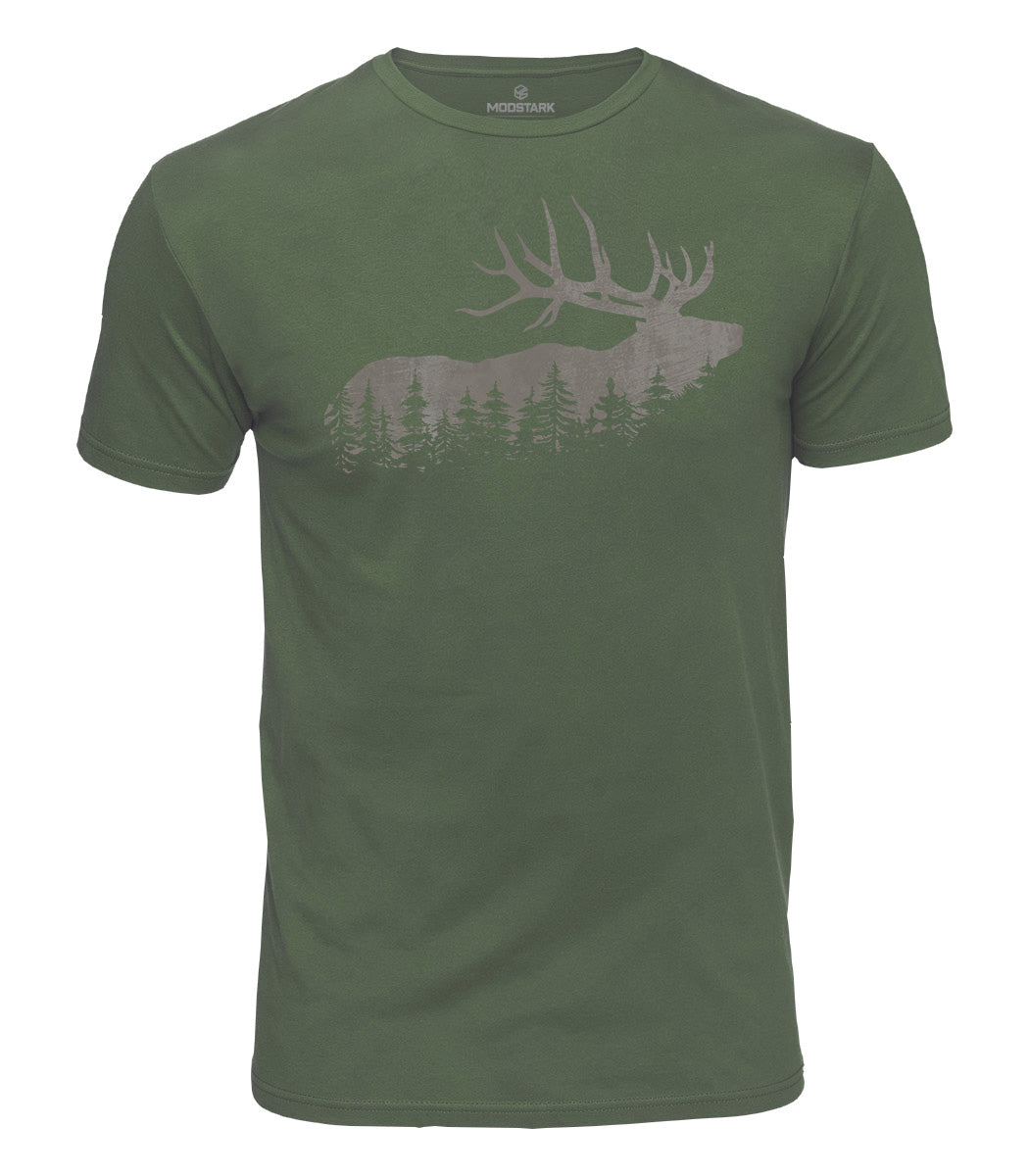Pine Forest Elk Cotton T-Shirt