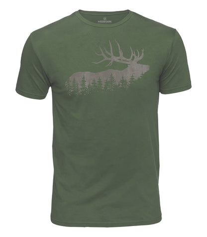 Pine Forest Elk Cotton T-Shirt