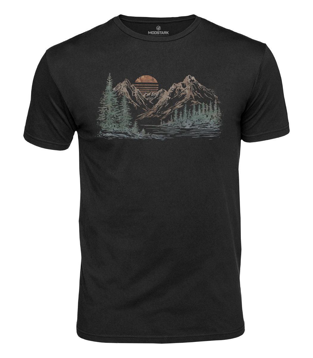 Mountain Lake Sunset Cotton T-Shirt