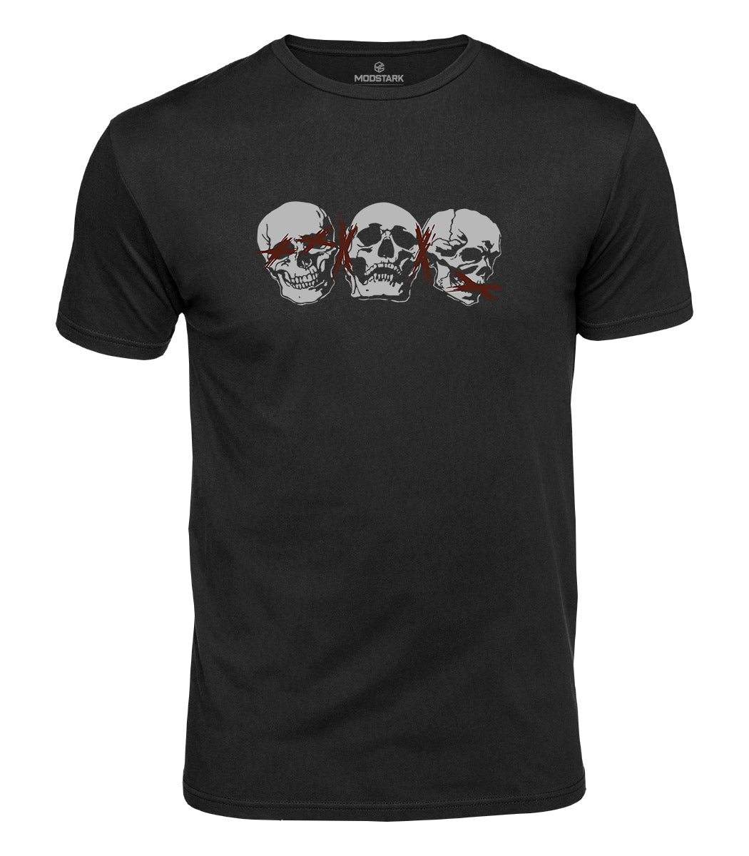 Three Wise Skulls Cotton T-Shirt