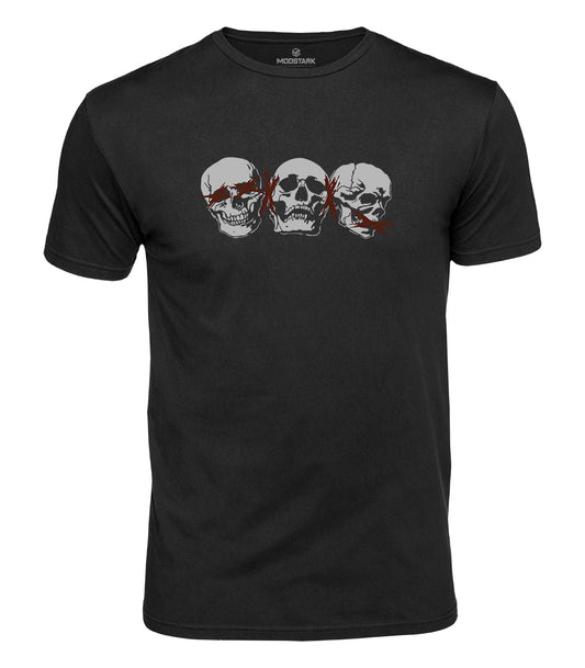 Three Wise Skulls Cotton T-Shirt