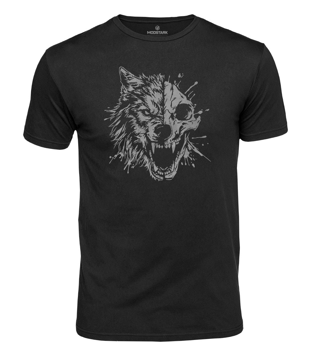 Roaring Wolf Skull Cotton T-Shirt