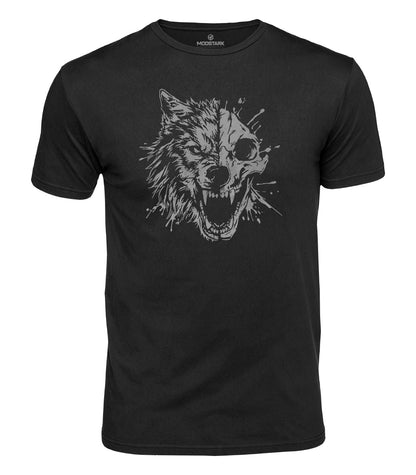 Roaring Wolf Skull Cotton T-Shirt
