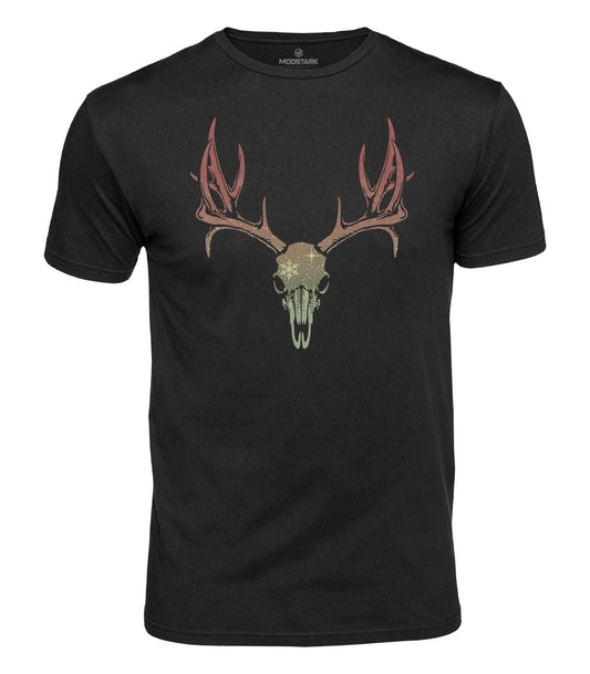 Christmas Deer Skull Cotton T-Shirt