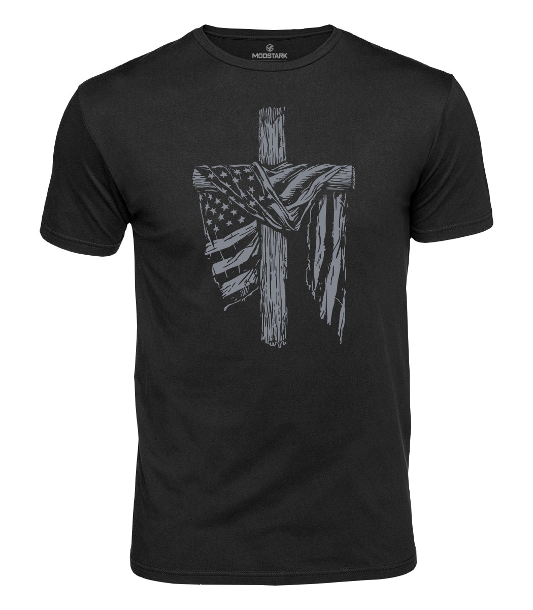 Patriotic Faith Cross Cotton T-Shirt