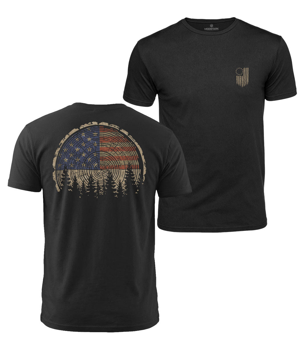 Patriotic Tree Rings Cotton T-Shirt