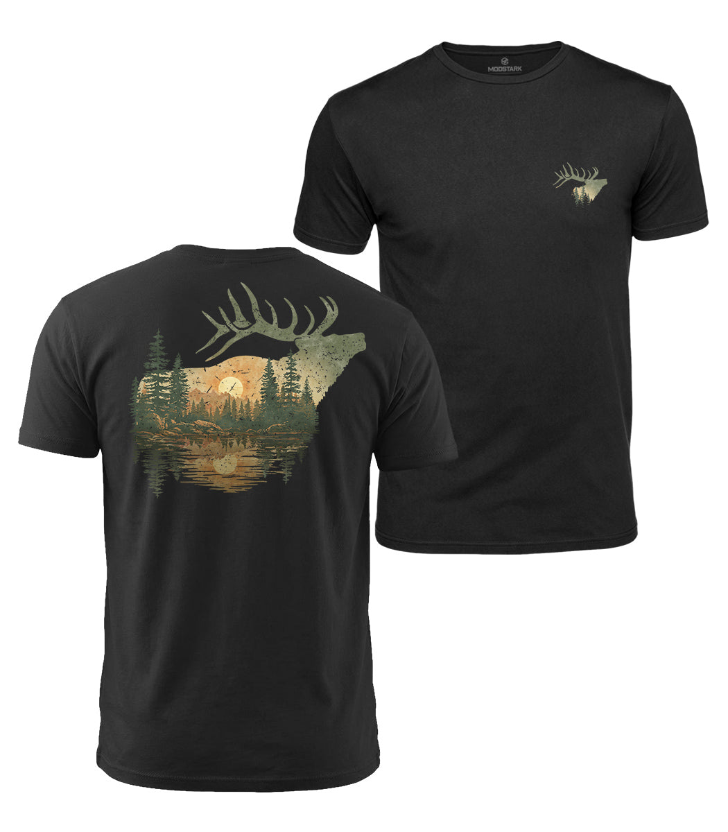 Elk Forest Sunset Cotton T-Shirt