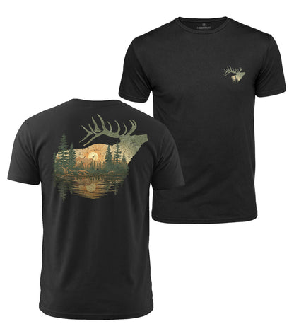 Elk Forest Sunset Cotton T-Shirt