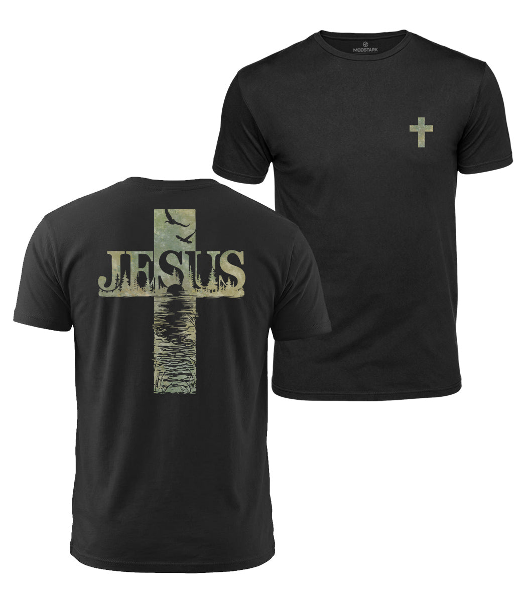 Jesus Lake Cross Cotton T-Shirt