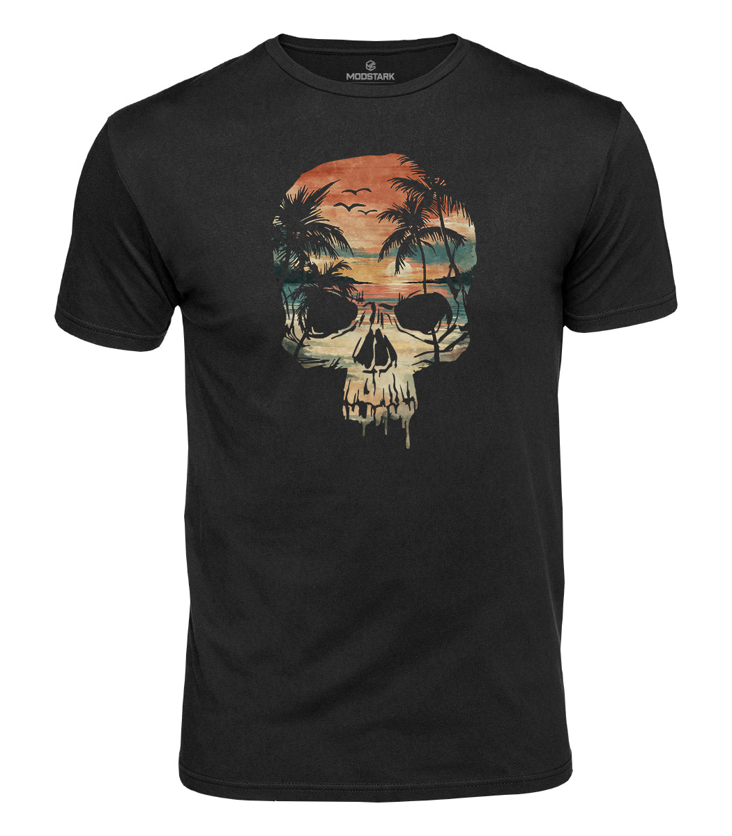 Beach Paradise Skull Cotton T-Shirt