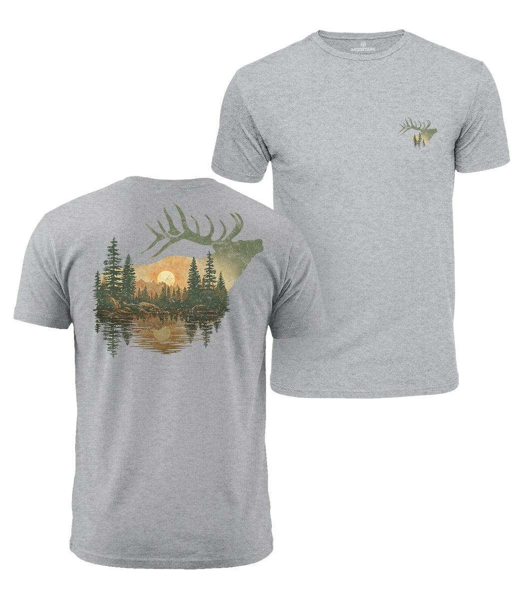 Elk Forest Sunset Cotton T-Shirt