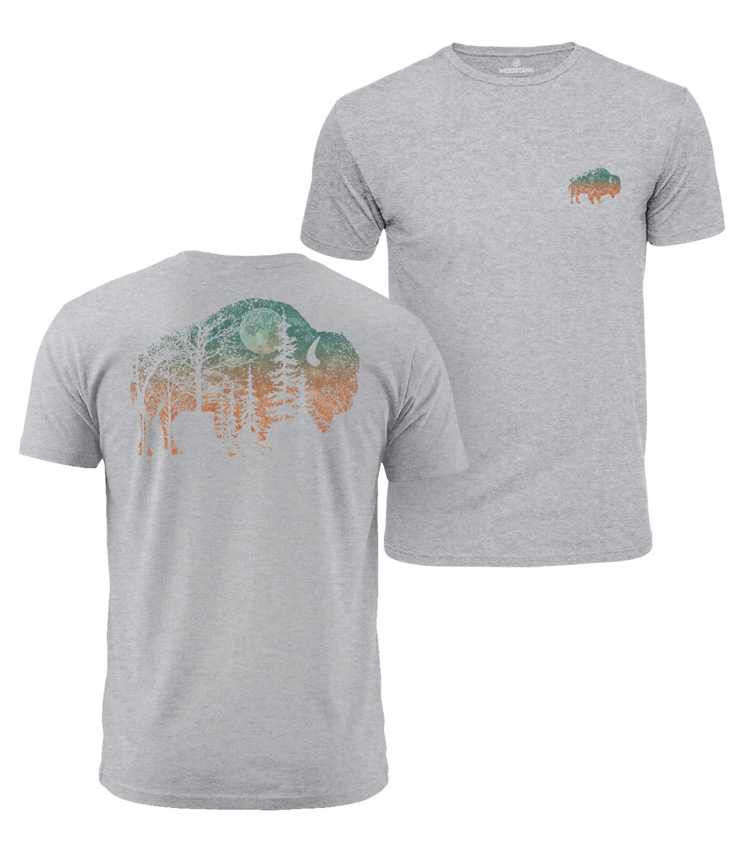 Moonlit Bison Forest Cotton T-Shirt