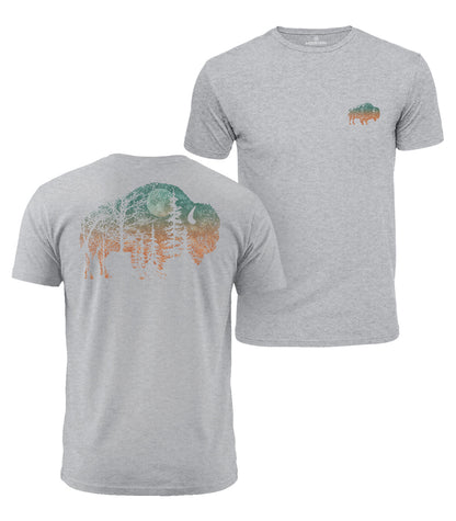 Moonlit Bison Forest Cotton T-Shirt