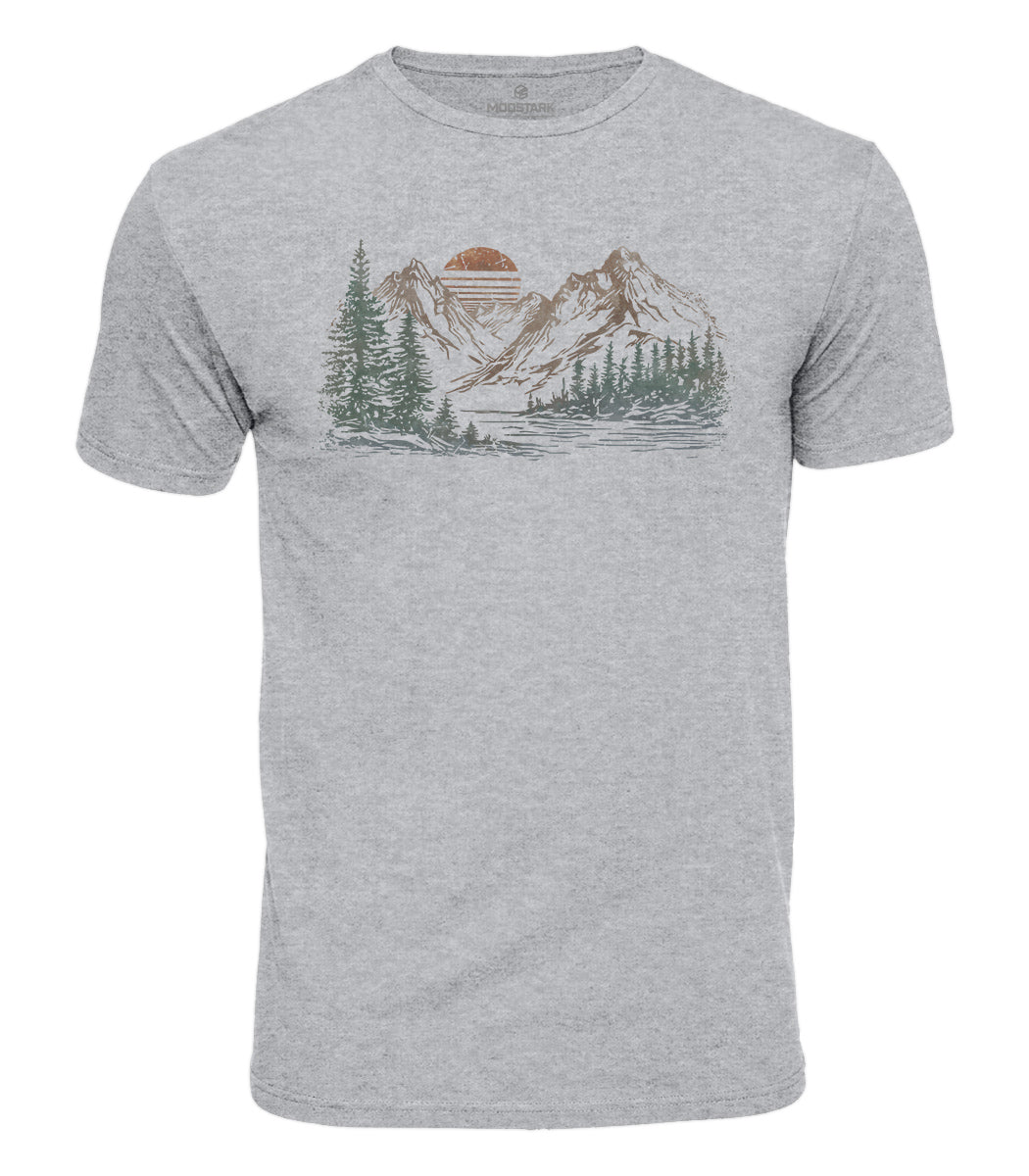 Mountain Lake Sunset Cotton T-Shirt