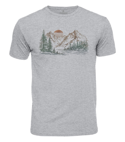 Mountain Lake Sunset Cotton T-Shirt