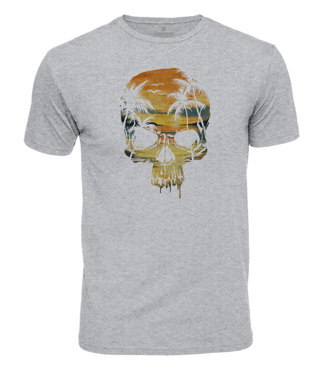 Beach Paradise Skull Cotton T-Shirt