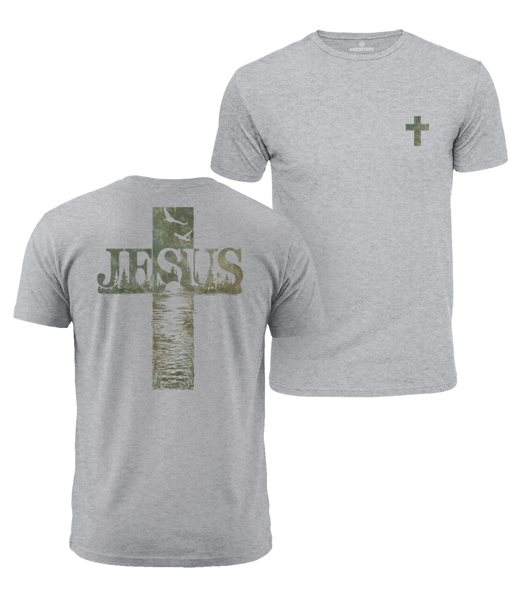 Jesus Lake Cross Cotton T-Shirt