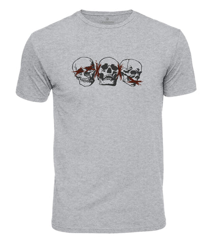Three Wise Skulls Cotton T-Shirt