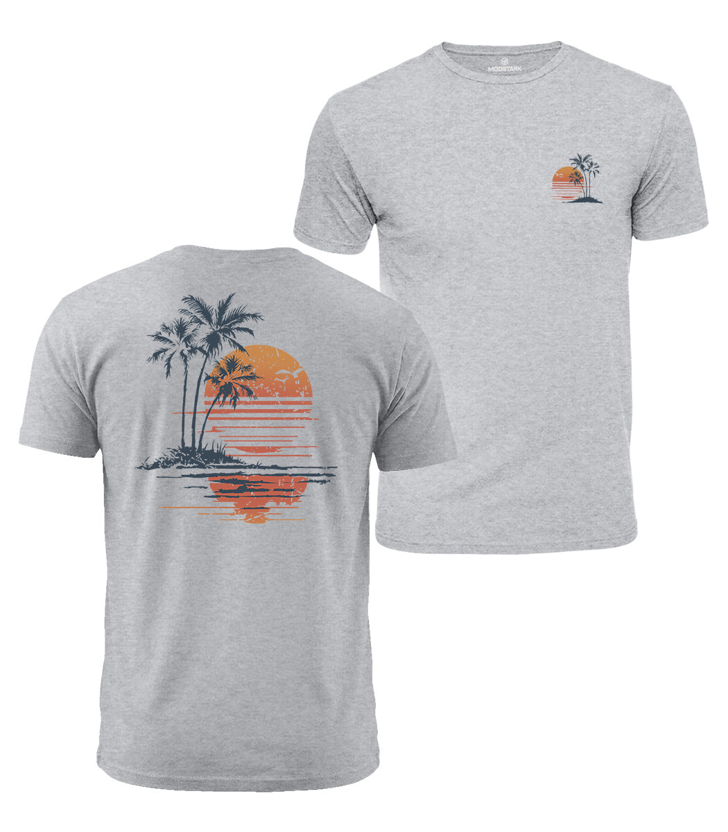 Retro Palm Sunset Cotton T-Shirt