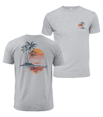 Retro Palm Sunset Cotton T-Shirt