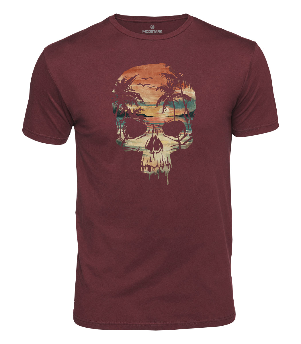Beach Paradise Skull Cotton T-Shirt