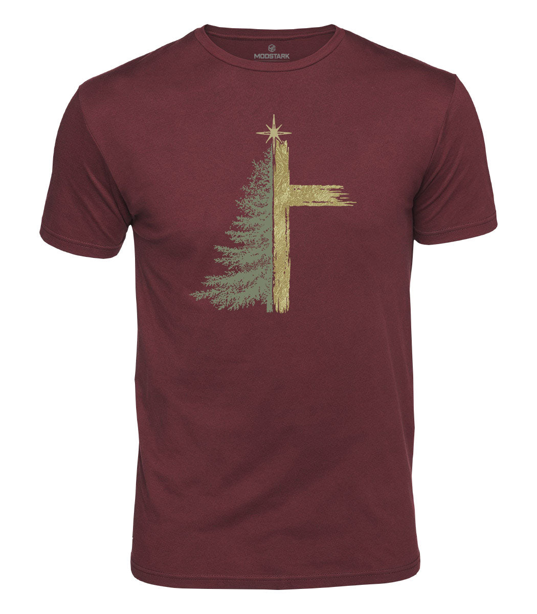 Christmas Pine Cross Cotton T-Shirt