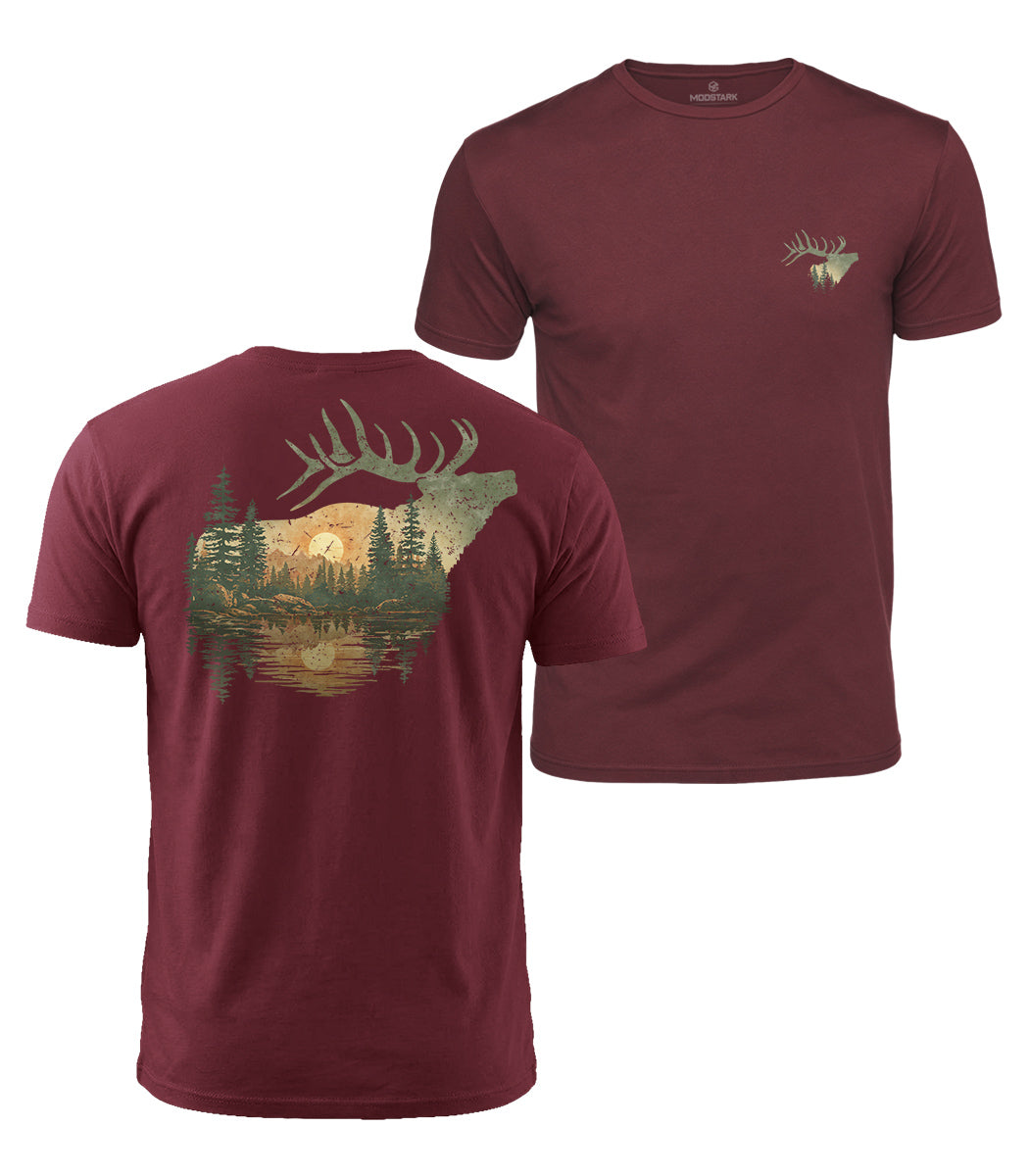 Elk Forest Sunset Cotton T-Shirt