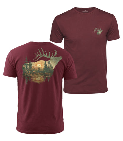 Elk Forest Sunset Cotton T-Shirt