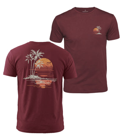 Retro Palm Sunset Cotton T-Shirt