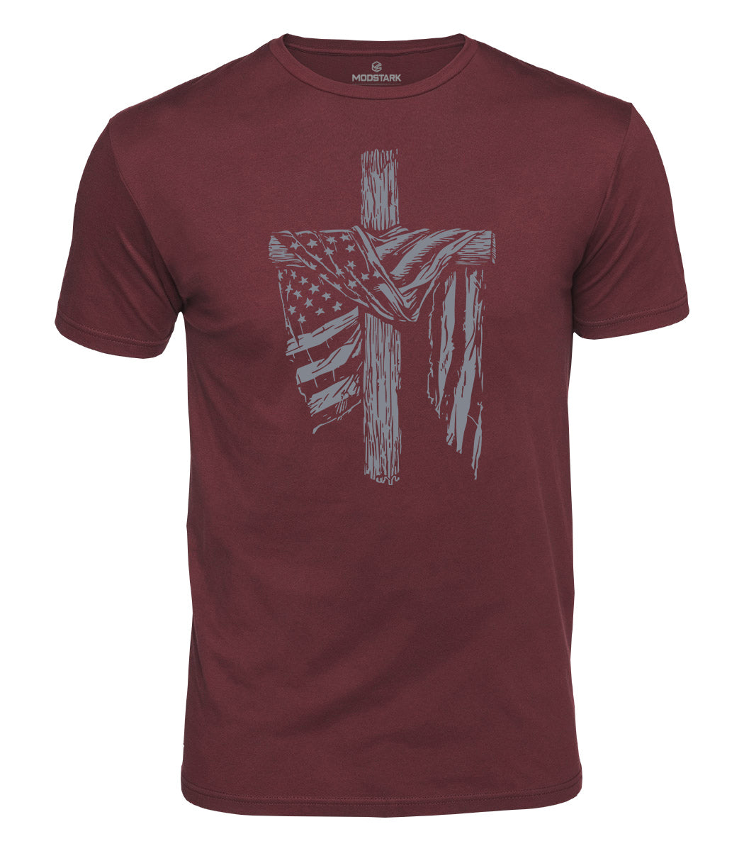 Patriotic Faith Cross Cotton T-Shirt