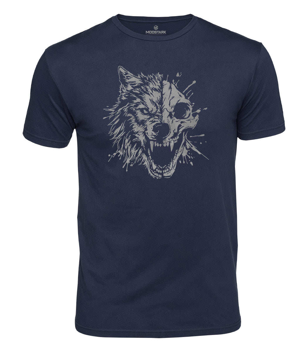 Roaring Wolf Skull Cotton T-Shirt