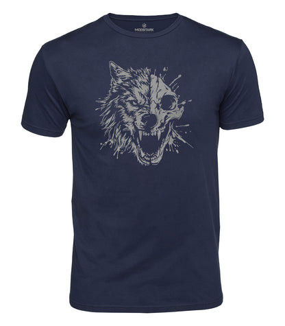 Roaring Wolf Skull Cotton T-Shirt