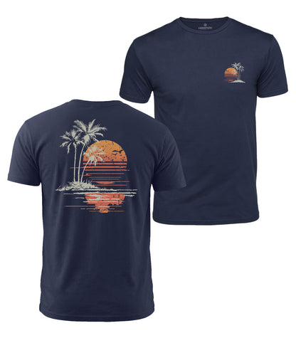 Retro Palm Sunset Cotton T-Shirt