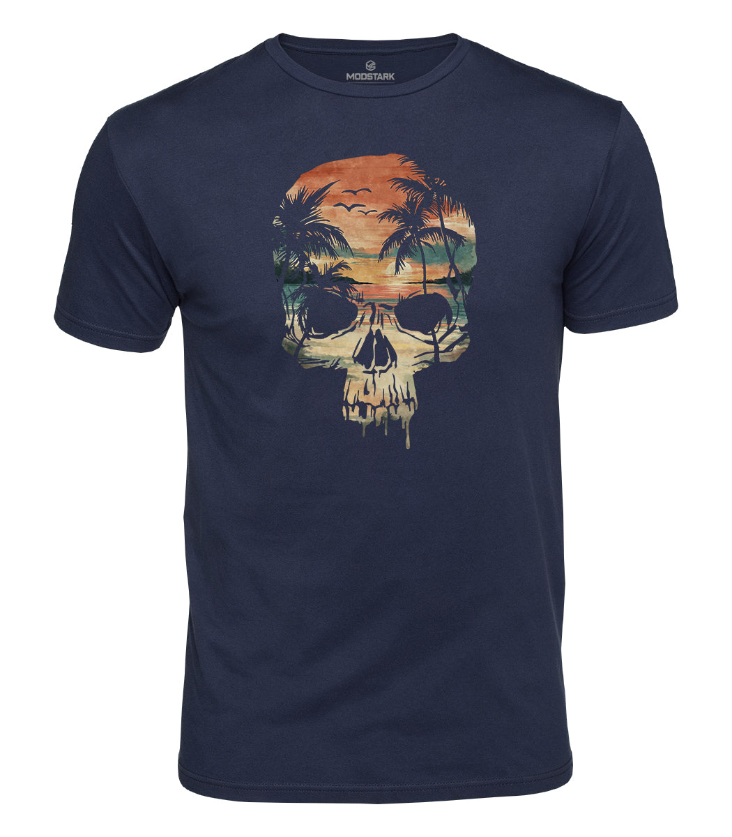 Beach Paradise Skull Cotton T-Shirt