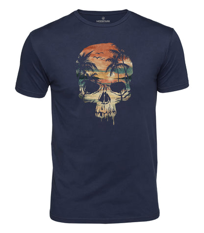 Beach Paradise Skull Cotton T-Shirt