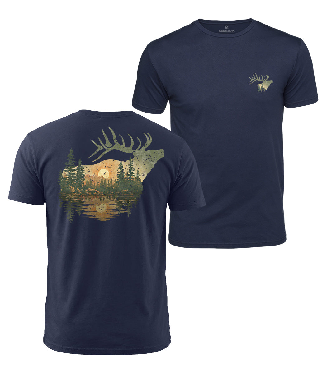 Elk Forest Sunset Cotton T-Shirt