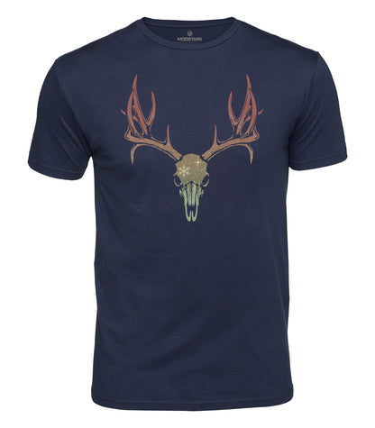 Christmas Deer Skull Cotton T-Shirt