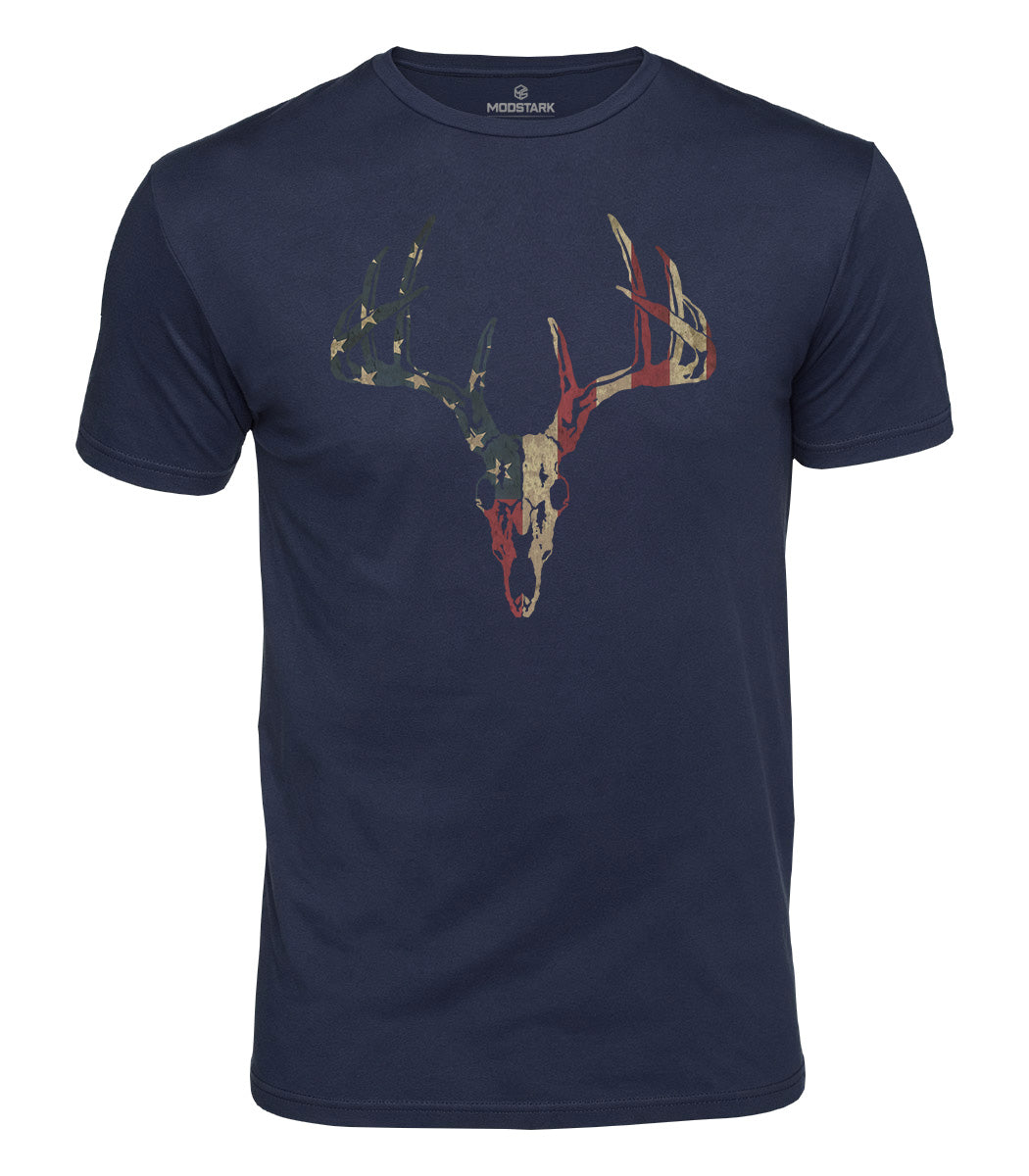 USA Deer Skull Cotton T-Shirt