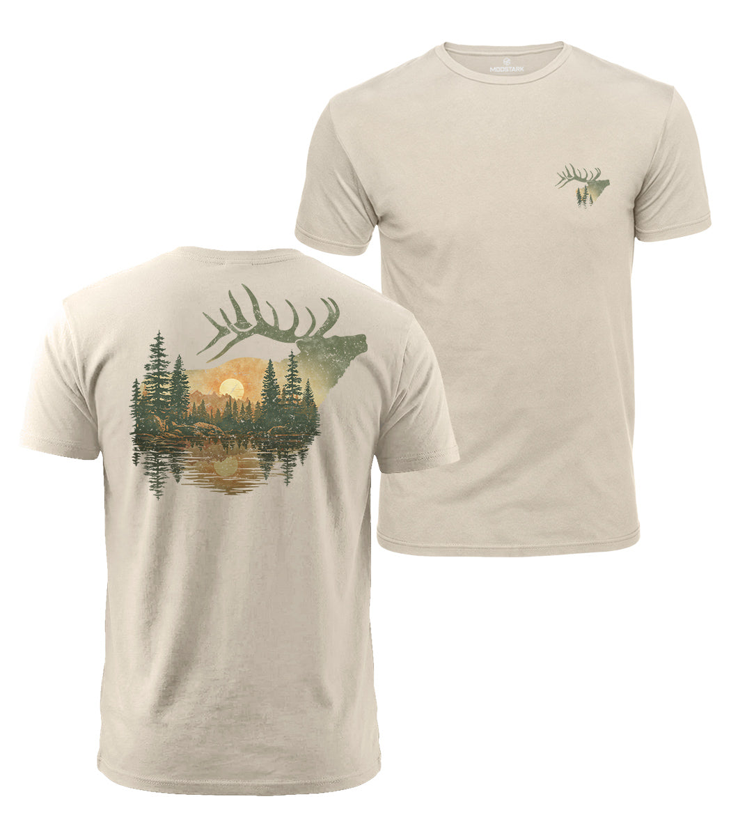 Elk Forest Sunset Cotton T-Shirt