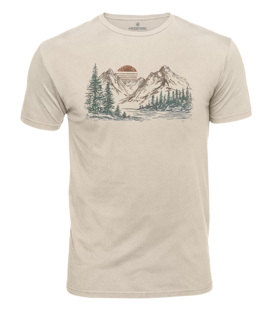 Mountain Lake Sunset Cotton T-Shirt